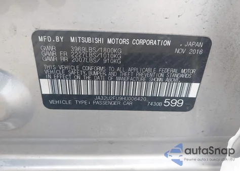2017 Mitsubishi Lancer Es from USA, damaged, VIN JA32U2FU9HU006420